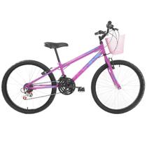 Bicicleta Feminina Infantil Aro 24 Wendy 18V Com Cestinha
