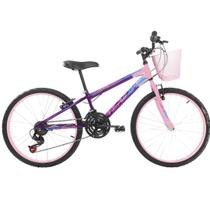 Bicicleta Feminina Infantil Aro 24 Wendy 18V Com Cestinha Bicicleta Feminina Infantil Aro 24 Wendy 18V Com Cestinha