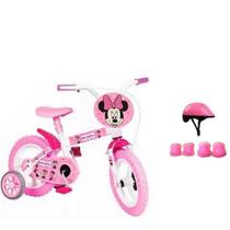 Bicicleta Feminina Infantil Minnie Aro 12 Capacete Proteo
