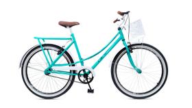 Bicicleta Feminina Retrô Aro 26 Caiçara com Cesta Beach Brisa Feminina - Azul/Branco
