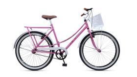 Bicicleta Feminina Retrô Aro 26 Caiçara com Cesta Beach Brisa Feminina - Rosa/Branco Bicicleta Feminina Retrô Aro 26 Caiçara com Cesta Beach Brisa Feminina - Rosa/Branco