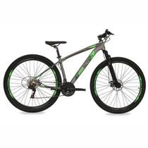 Bicicleta Flexus 3.1 Mtb Aro 29 Quadro Alumínio 21 Marchas Free Action Grafite-verde Bicicleta Flexus 3.1 Mtb Aro 29 Quadro Alumínio 21 Marchas Free Action Grafite-verde