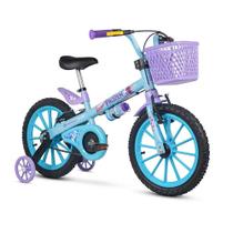 Bicicleta Frozen Aro 16 Azul Infantil Aro de Nylon