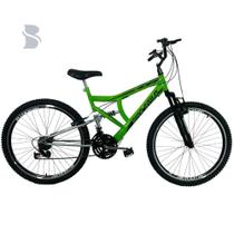 Bicicleta Full 26 Suspensão 18 Marchas Masculina Verde Neon