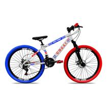 Bicicleta grau aro 26 freios a disco 21vel colli branco com vermelho/azul Bicicleta grau aro 26 freios a disco 21vel colli branco com vermelho/azul