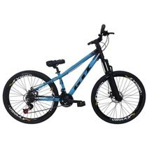 Bicicleta GTI Wolfline Aluminio aro 26 21V Aros Vmaxx Azul Preto do GRAU
