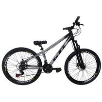 Bicicleta GTI Wolfline Aluminio aro 26 21V Aros Vmaxx Cinza Preto do GRAU