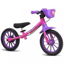 Bicicleta Infantil Aro 12 Balance Equilíbrio Sem Pedal Rosa - Nathor