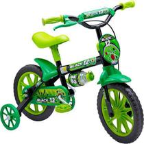 Bicicleta infantil Aro 12 Black Nathor Infantil com Rodinhas