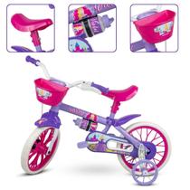Bicicleta Infantil Aro 12 C/ Garrafinha Feminina Idade 2 A 5 Anos Passeio Menina Criança Rosa Violeta