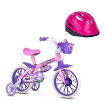 Bicicleta Infantil Aro 12 Cat Com Capacete Rosa - Nathor