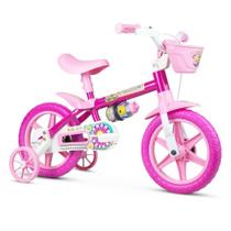 Bicicleta Infantil Aro 12 com rodinhas Nathor Flower de 3 a 5 anos
