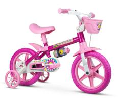 Bicicleta Infantil Aro 12 Com Rodinhas Nathor Flower Rosa