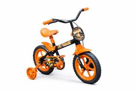 Bicicleta Infantil Aro 12 com Rodinhas Track Arco Íris Preto e Laranja Criança