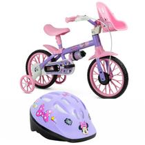 Bicicleta Infantil Aro 12 E Capacete Infantil Minnie - Nathor Bicicleta Infantil Aro 12 E Capacete Infantil Minnie - Nathor