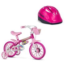 Bicicleta Infantil Aro 12 Flower + Capacete Rosa - Nathor