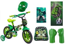 Bicicleta Infantil Aro 12 Hulk Com 6 Itens