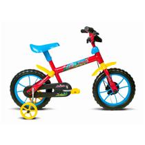 Bicicleta Infantil aro 12 Jack Vermelho com Azul e Amarelo Ref. 10470