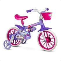 Bicicleta Infantil Aro 12 Menina Nathor Violeta Rodinha Cesta 2 A 5 Anos