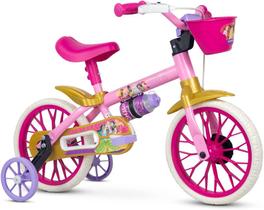 Bicicleta Infantil Aro 12 Menina Princesa Disney Nathor Rosa