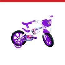 Bicicleta Infantil Aro 12 Mini Sereia Feminina Branco e Roxo com Rodinhas