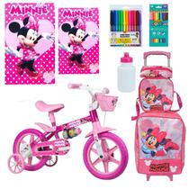 Bicicleta Infantil Aro 12 Minnie Mouse Kit 9 Itens Para Menina Bicicleta Infantil Aro 12 Minnie Mouse Kit 9 Itens Para Menina