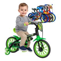 Bicicleta Infantil Aro 12 Nathor Black com rodinhas e garrafinha 2 a 4 anos