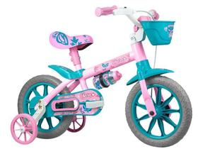 Bicicleta Infantil Aro 12 Nathor Charm - Rosa com Rodinhas e Cesta
