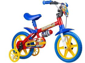 Bicicleta Infantil Aro 12 Nathor Fireman - Vermelha com Rodinhas