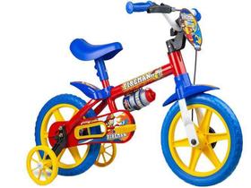 Bicicleta Infantil Aro 12 Nathor Fireman Vermelho com Rodinhas