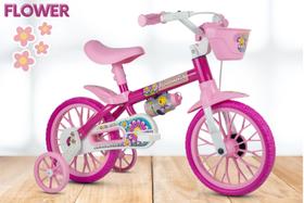 Bicicleta Infantil Aro 12 Nathor Flower (SKU: 35_02) Rosa com Rodinhas