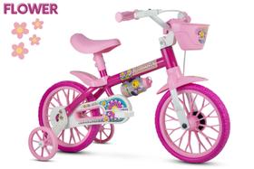 Bicicleta Infantil Aro 12 Nathor Flower (SKU: 35_10) Rosa com Rodinhas