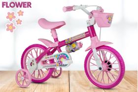 Bicicleta Infantil Aro 12 Nathor Flower (SKU: 35_40) Rosa com Rodinhas