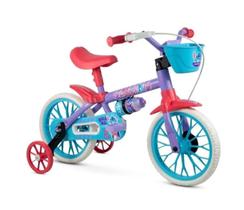 Bicicleta Infantil Aro 12 Nathor Personagens Rodinhas Laterais Cestinha Protetor de Corrente para Crianças a Partir de 3 Anos até 21 kg