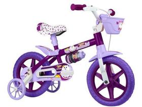 Bicicleta Infantil Aro 12 Nathor Puppy Bike - Roxa com Rodinhas