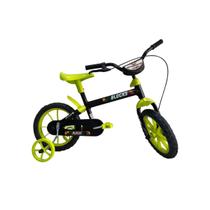 Bicicleta Infantil Aro 12 Preto com Verde Kami Blocks