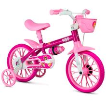 Bicicleta Infantil Aro 12 Princesas Até 21kg Rodinhas e Garrafinha 200ml Absolute Kids