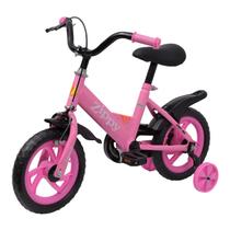 Bicicleta Infantil Aro 12 Rosa Com Rodinhas De Apoio E Freio Tambor Para Meninas