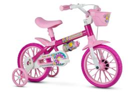 Bicicleta Infantil Aro 12 Rosa Com Rodinhas Menina Flower Nathor