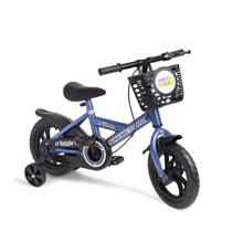 Bicicleta Infantil Aro 12 Speedy com Rodinhas Removíveis Cestinha Azul - Baby Style