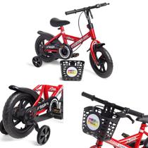 Bicicleta Infantil Aro 12 Speedy com Rodinhas Removíveis Menino Menina Freio Seguro Presente Cestinha Cesto Diversão e Segurança