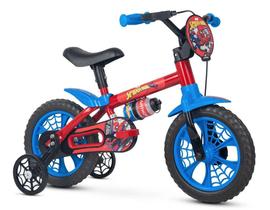 Bicicleta Infantil Aro 12 Spider Man Suporta Até 21kg Com Rodinha Nathor