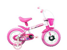 Bicicleta Infantil Aro 12 Track & Bikes - Arco Iris W Branco e Fúcsia com Rodinhas e Cesta