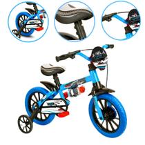 Bicicleta Infantil Aro 12 VELOZ Azul Menino Boy com Rodinhas ótima para aprender Presente