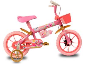 Bicicleta Infantil Aro 12 Verden 10501 Princy Rosa e Dourada com Rodinhas
