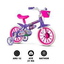 Bicicleta Infantil Aro 12" Violet Segurança Conforto Nathor