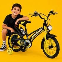 Bicicleta Infantil Aro 14 Old School Amarela 3 a 7 Anos LED Pneu Grosso Farol Rodinhas Freio VBrake Completa Bicicleta Infantil Aro 14 Old School Amarela 3 a 7 Anos LED Pneu Grosso Farol Rodinhas Freio VBrake Completa