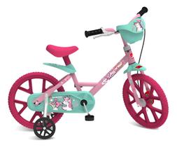 Bicicleta Infantil Aro 14 Unicórnio Cestinha Bandeirante Cor Rosa 14