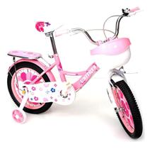 Bicicleta Infantil Aro 14 Unitoys Princess Rosa Com Cestinha