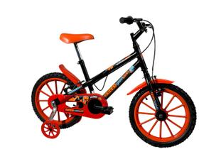 Bicicleta Infantil Aro 16 Colli Spinossauro - Preta com Rodinhas Freio V-Brake